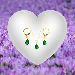 Emerald CZ Earring and Necklace Set